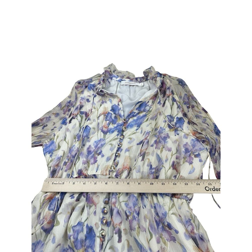 Zimmermann Tama Iris Silk Playsuit Romper Floral Ruffle Button Front No Belt 3 - Picture 3 of 13